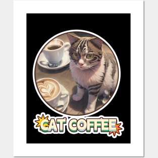 Cat Coffee Lover Posters and Art